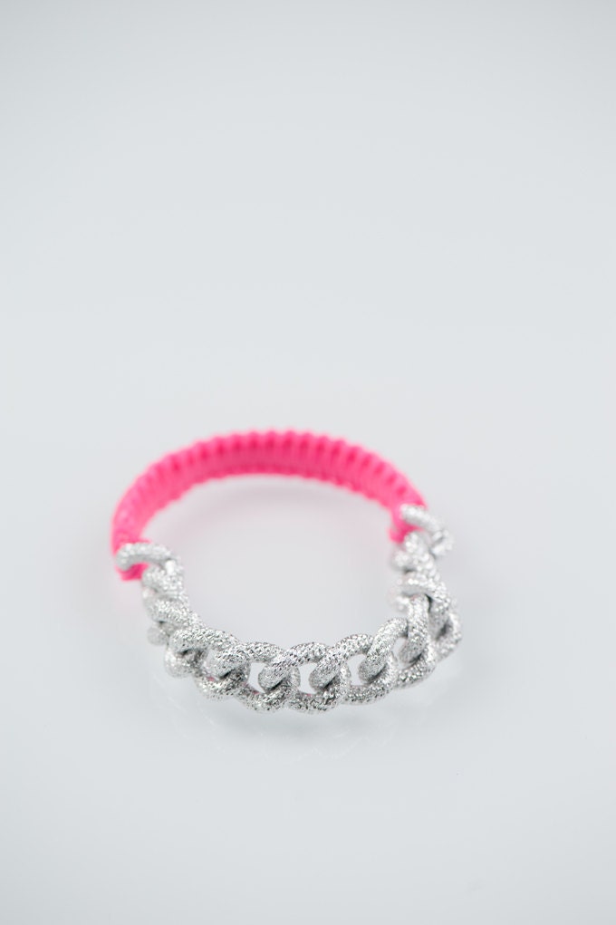 Cobra bfrend bracelet- Pink Silver chain friendship bracelet