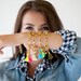 Tassel bfrend gold chain Bracelet- NEON green & blue