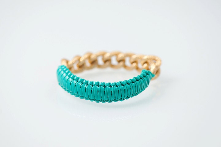 Turquoise Golden Chain- Golden Cobra bfrend bracelet PRE ORDER