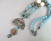 Amazonite and vintage silver necklace 281