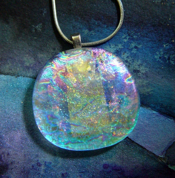 BLUE MOON Fused dichroic glass pendant