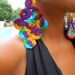 Crochet Earrings - Large Earrings - Multicolor Earrings - Red, Yellow, Green, Blue, Purple - TAMI