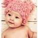 Pink Puffy chunky pom-pom hat for baby - Newborn Hat - photo prop - knitbysarah - stitches by sarah