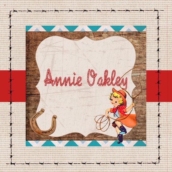 Etsy Shop Banner Vintage Cowgirl- Pre-made Cute Design - 5 Piece Set "Annie Oakley"
