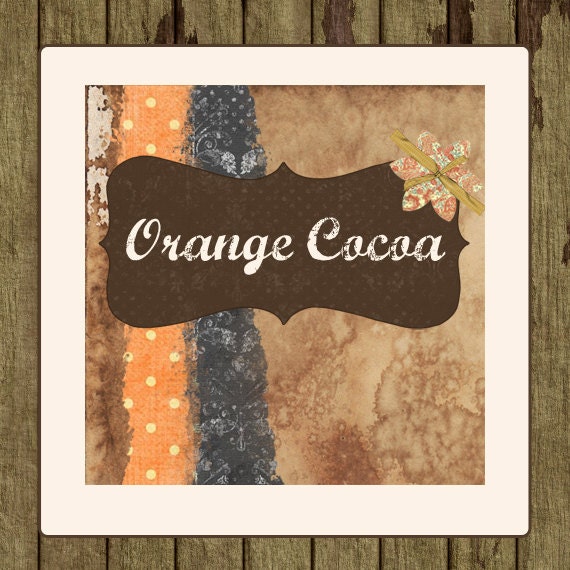 Etsy Shop Banner Set Rustic Grunge  - Pre-made Design - 5 Piece Set orange Cocoa
