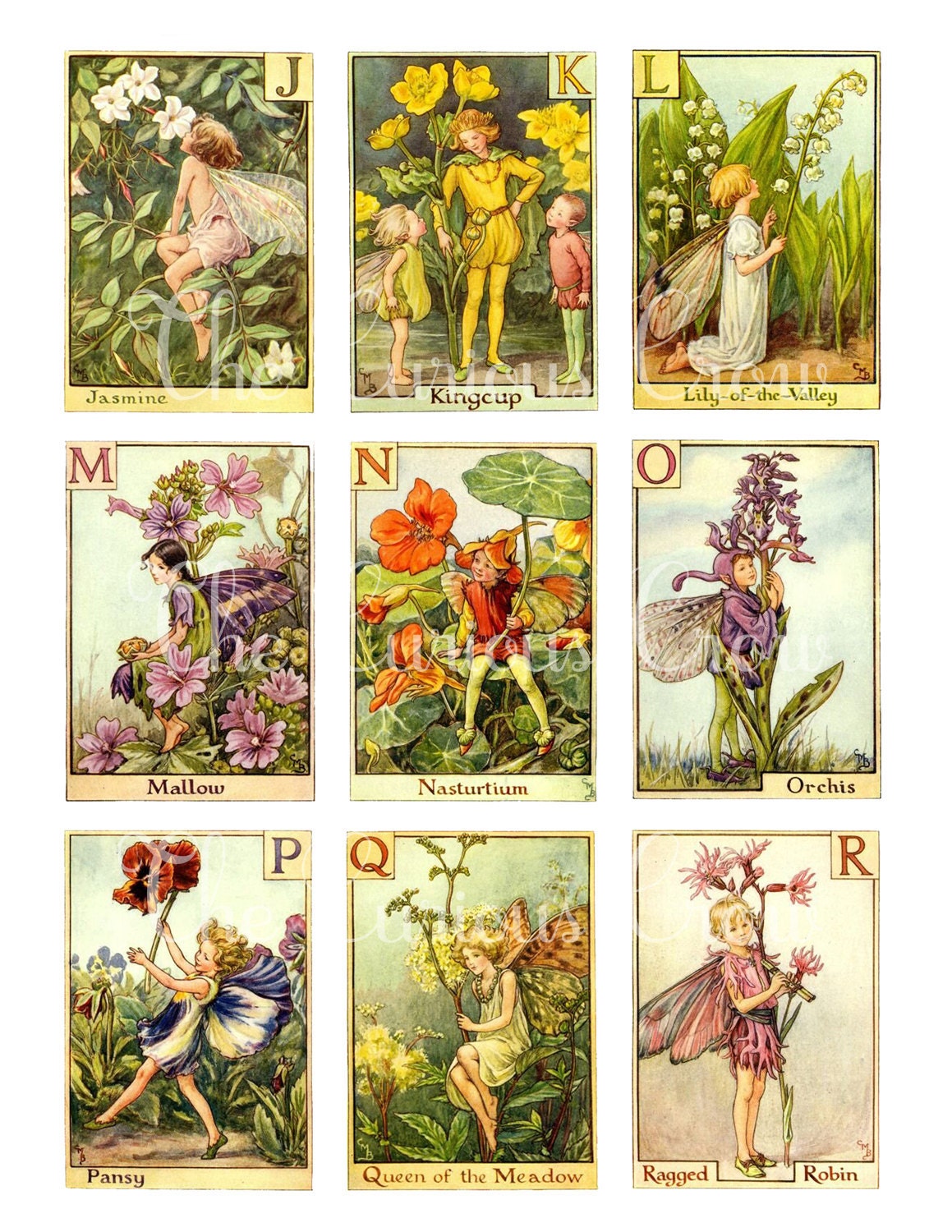 Vintage Alphabet Fairies Digital Collage Sheets - INSTANT Printable Download (Large) 2 and 1/2 Sheets