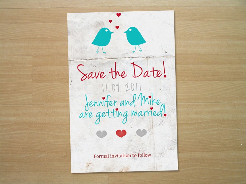 Printable Save The Date - Modern Love Birds