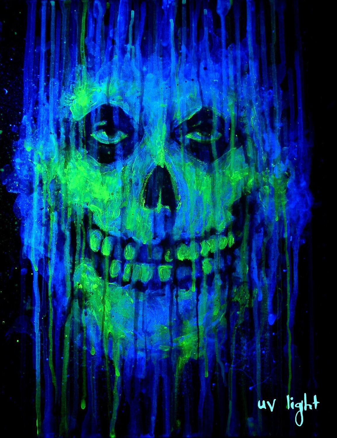 MISFITS logo band uv reactive color fluorescent paint by AkiMao