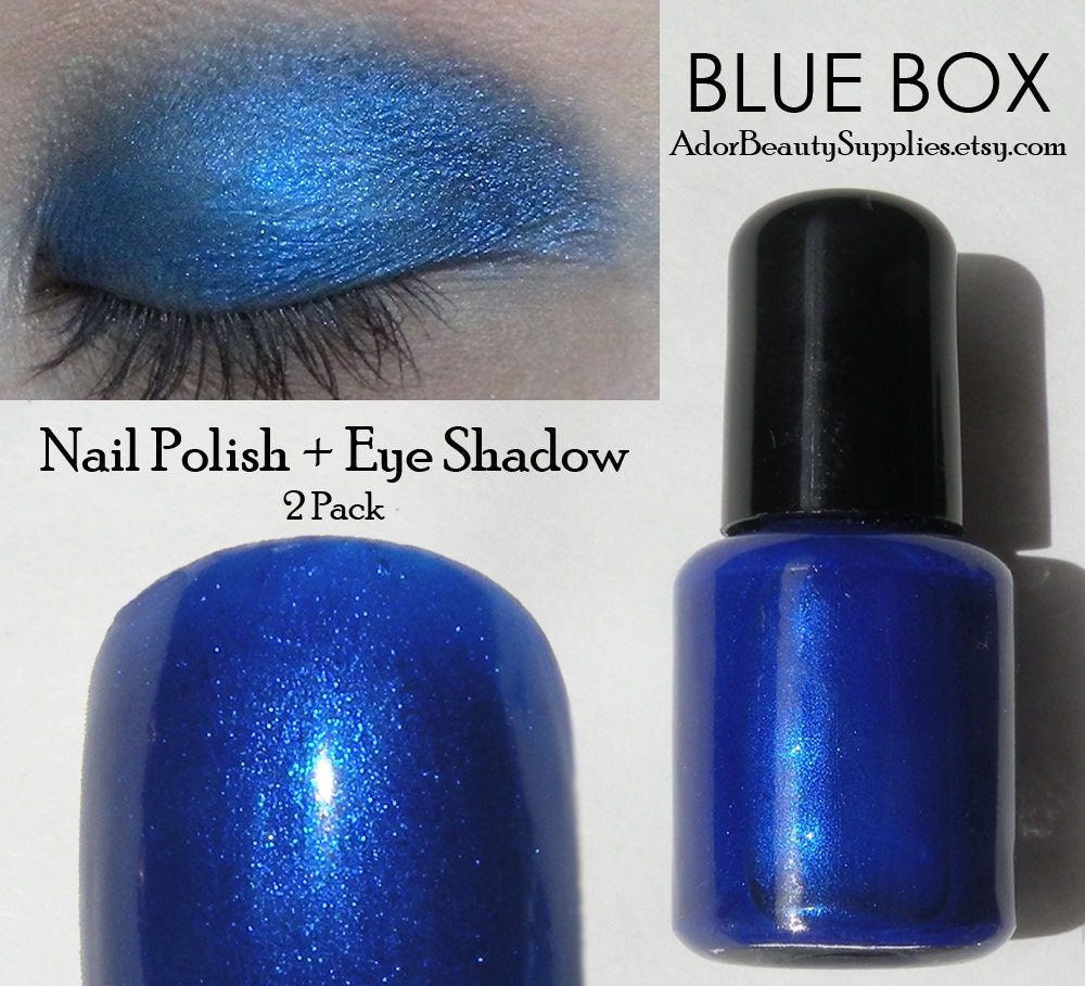 2 Pack - Blue Box - Nail Polish 8ml and Eye Shadow 5g Vegan Non-Toxic - Tardis Blue Makeup Duo
