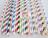 50 Paper Straws..PICK your Color(s) & Designs..Mix or Match......Paper Drinking Straws.......Cake Pop Sticks.....Weddings...Birthdays.....