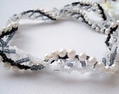 Beadwoven, Beaded, Beadwork, Black And White Elegant Freshwater Pearls  Stylish Necklace