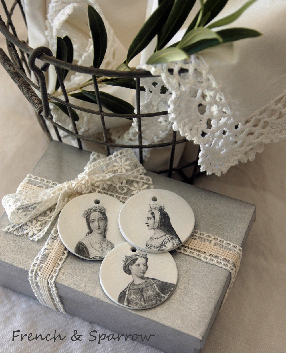 French Princesses Clay Tags - Set of Three