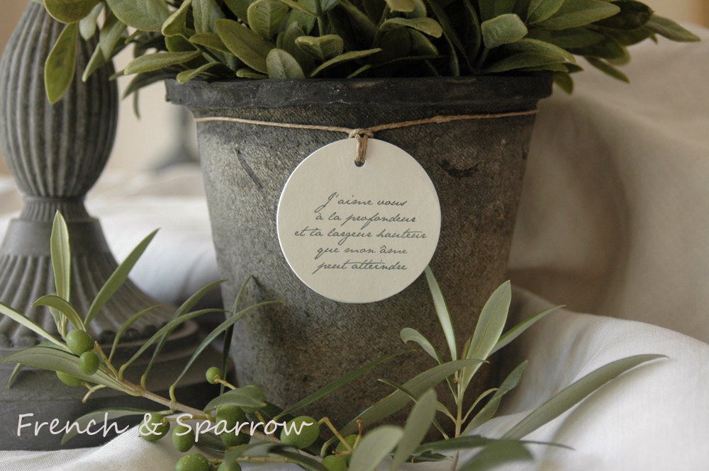 French Love Quote Clay Tag