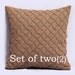 Brown Decorative Pillow Covers - Set of two (2) coffee brown cotton WAVE PLEATS 16x16", Contemporary, Made To Order by Pillowation