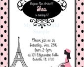 DIY PRINTABLE Paris Birthday Invitation (flat 4.25"x5.5") Il_170x135