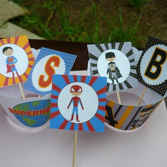Super Hero Party Circles - Printable file Il_570xn