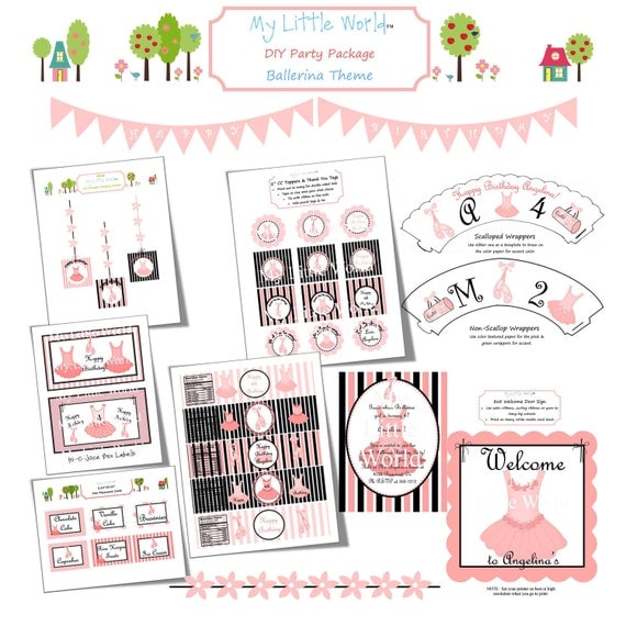 Ballerina birthday decoration, DIY PRINTABLE Il_570xn
