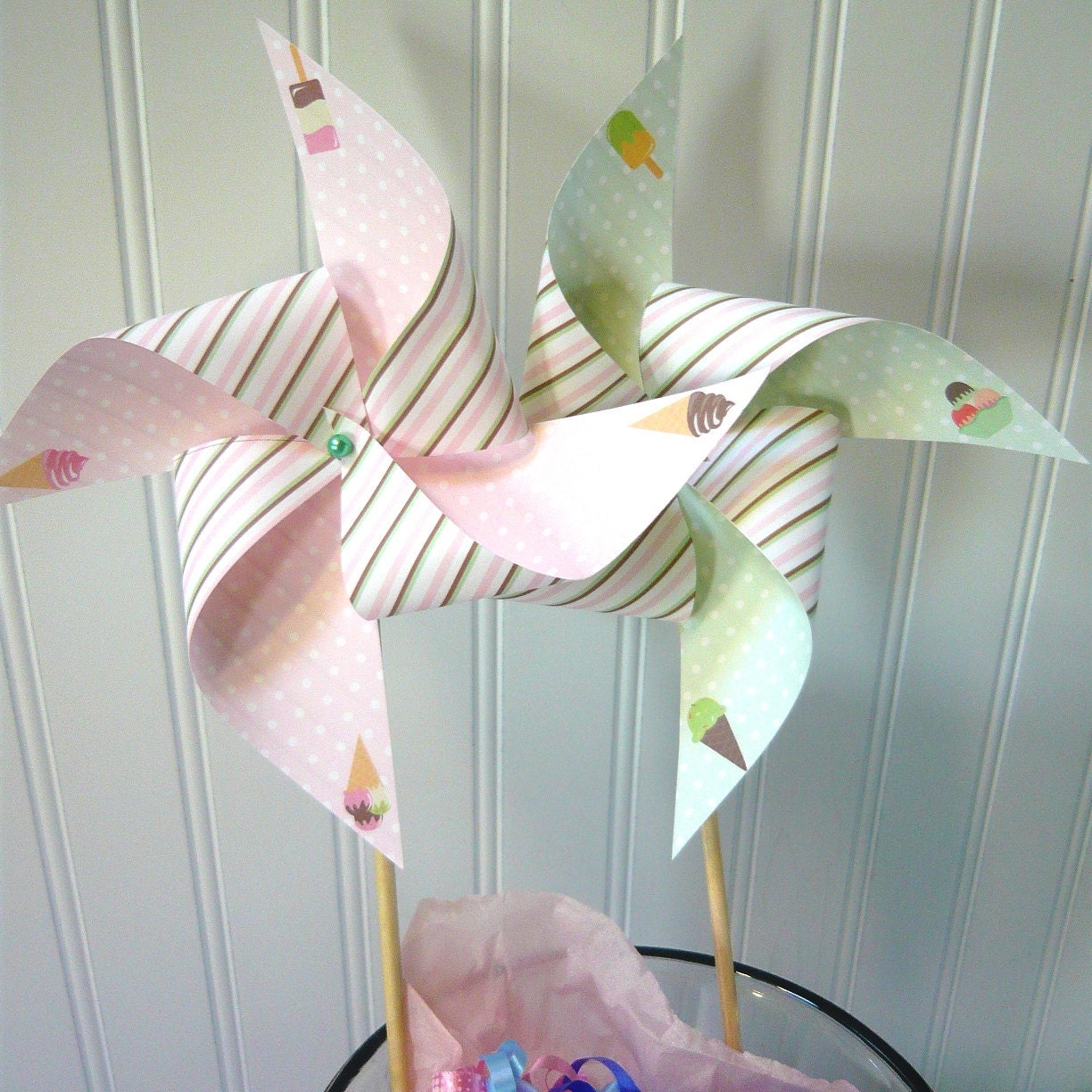 Icecream Pinwheels for birthday or baby shower 6x6 Il_570xn