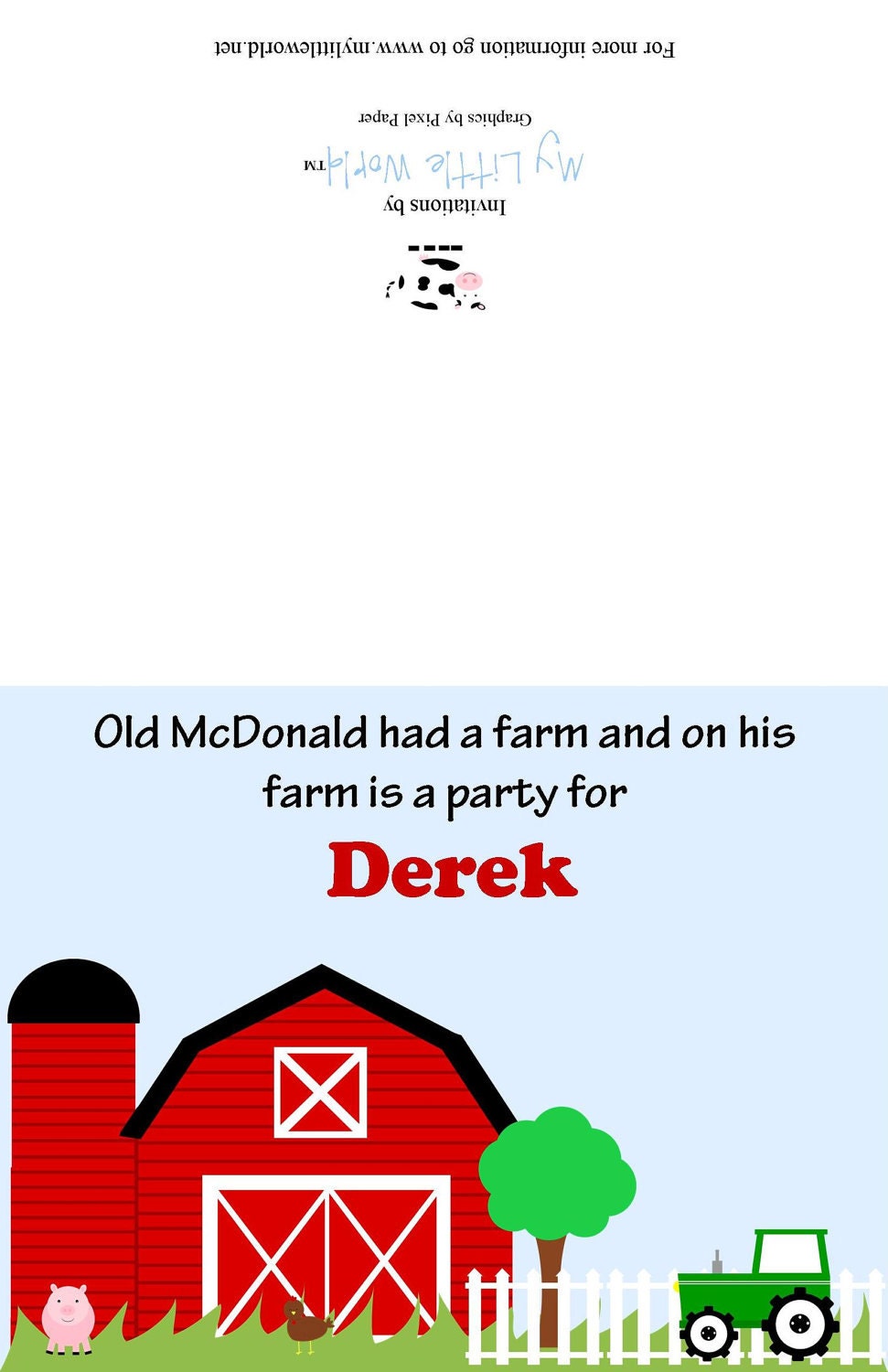 Down on the Farm or farm Birthday party and Pop Up Invitations Il_570xn