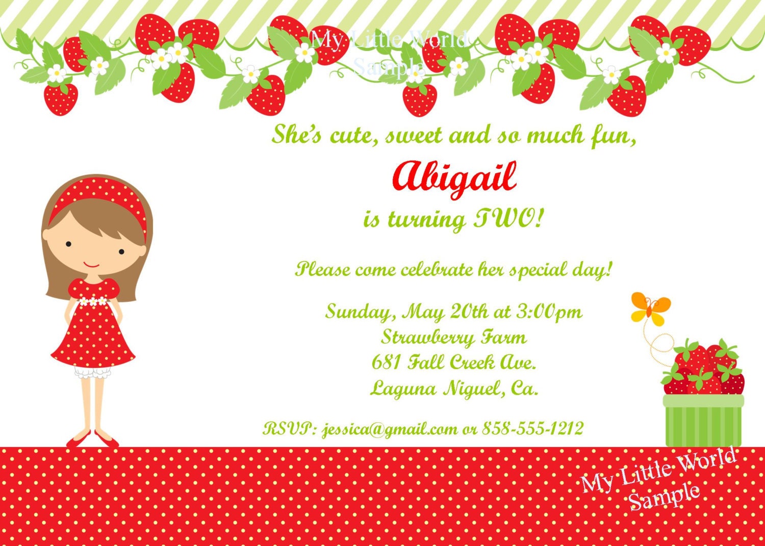 STRAWBERRY INVITATION for Birthday or Baby shower DIY Printable Il_570xn