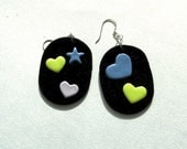 Earrings - Kawaii Star and Hearts, glow in UV-light