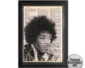 Jimi Hendrix The Thinker - Printed on Vintage Dictionary Paper - 8x10.5