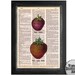 2 Delicious Strawberries - Kitchen Art Print on Beautifully Upcycled Vintage Dictionary Paper - 8x10.5 Dictionary Art Print