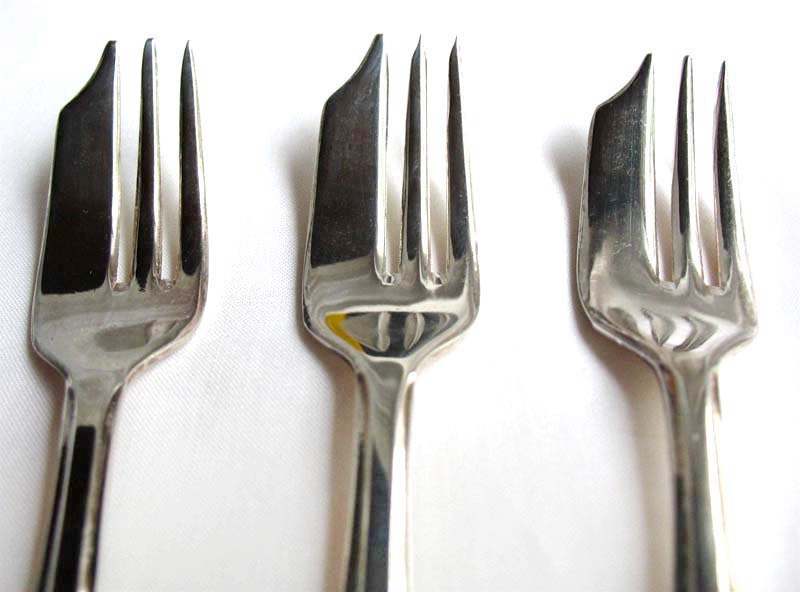 Vintage Cake Forks Art Deco Chevron Pattern Sheffield Silverware x3