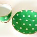 Vintage Royal Albert Teacup & Saucer Green Polka Dot Bone China with Gilt Rim