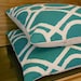 Pair of Decorative pillow covers, Turquoise bamboo lattice, trellis pillows