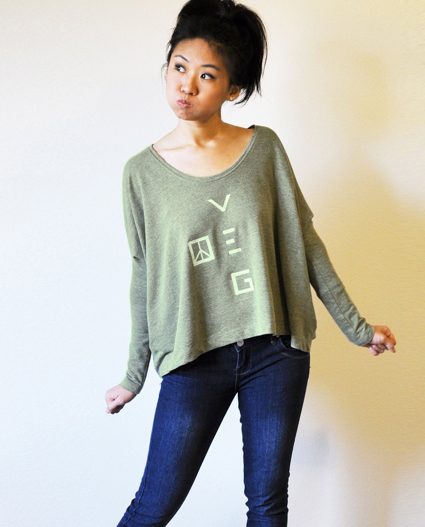 Veg Peace Clothing - Organic Recycled Grey Green Angie Top (Size S / M )