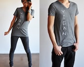 Vegan Clothing - Unisex B&W Mesh V-Neck T-shirt ( Size XS / S / M )