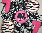 Modern Barbie Zebra Stripe Decorated Sugar Cookies 1 Dozen