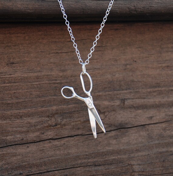 Sterling Silver, Scissors Necklace, Sterling Silver Necklace, Sterling silver Scissors, Crafter, seamstress,Hair stylist