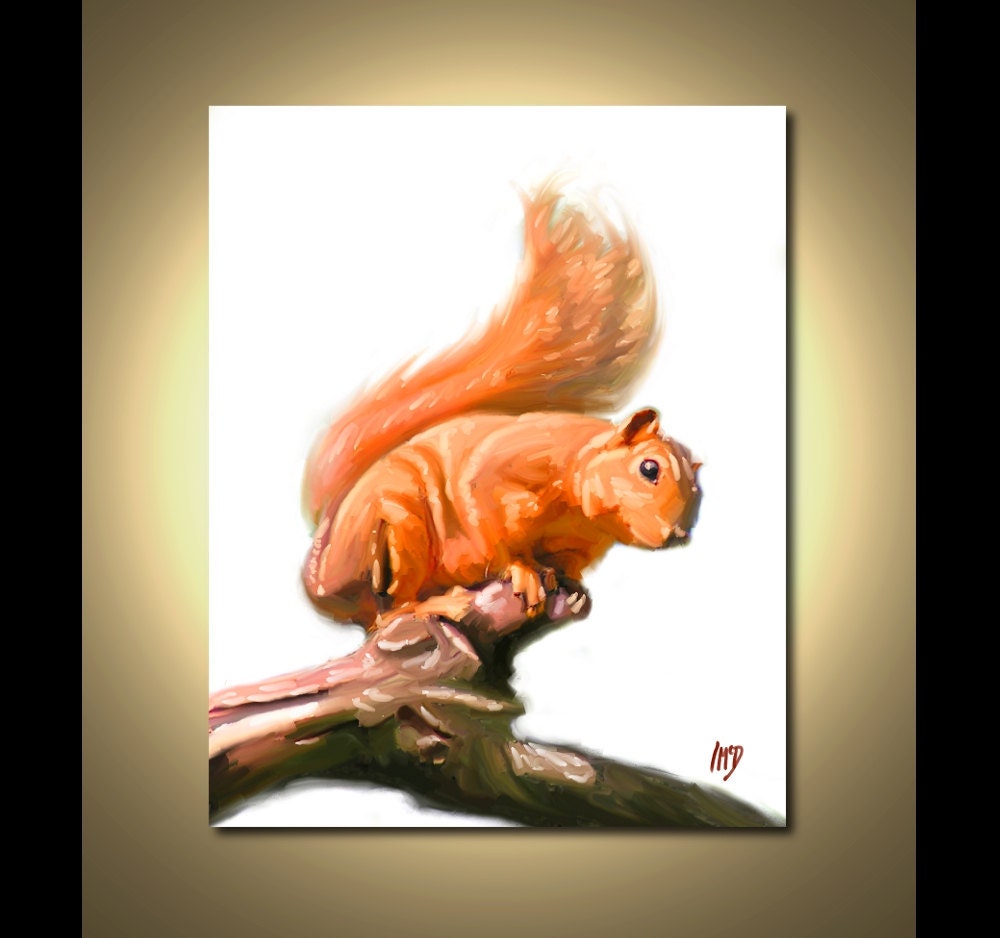 Squirrel Print - Squirrel Art Print 8x10 - Squirrel Painting