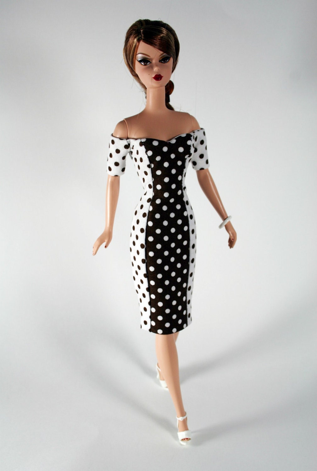 Brown & White Summer Dress for Barbie