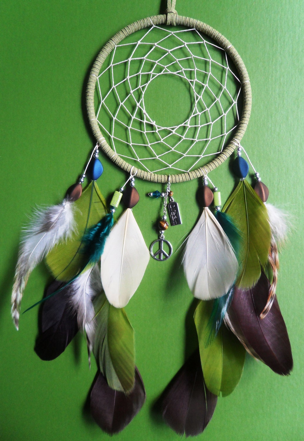 Dream Catcher - Modern - Peace - Boho - Brown, Blue, Green