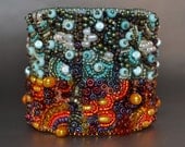 Late Autumn Bead Embroidery Cuff Bracelet- bead embroidered cuff bracelet MADE TO ORDER