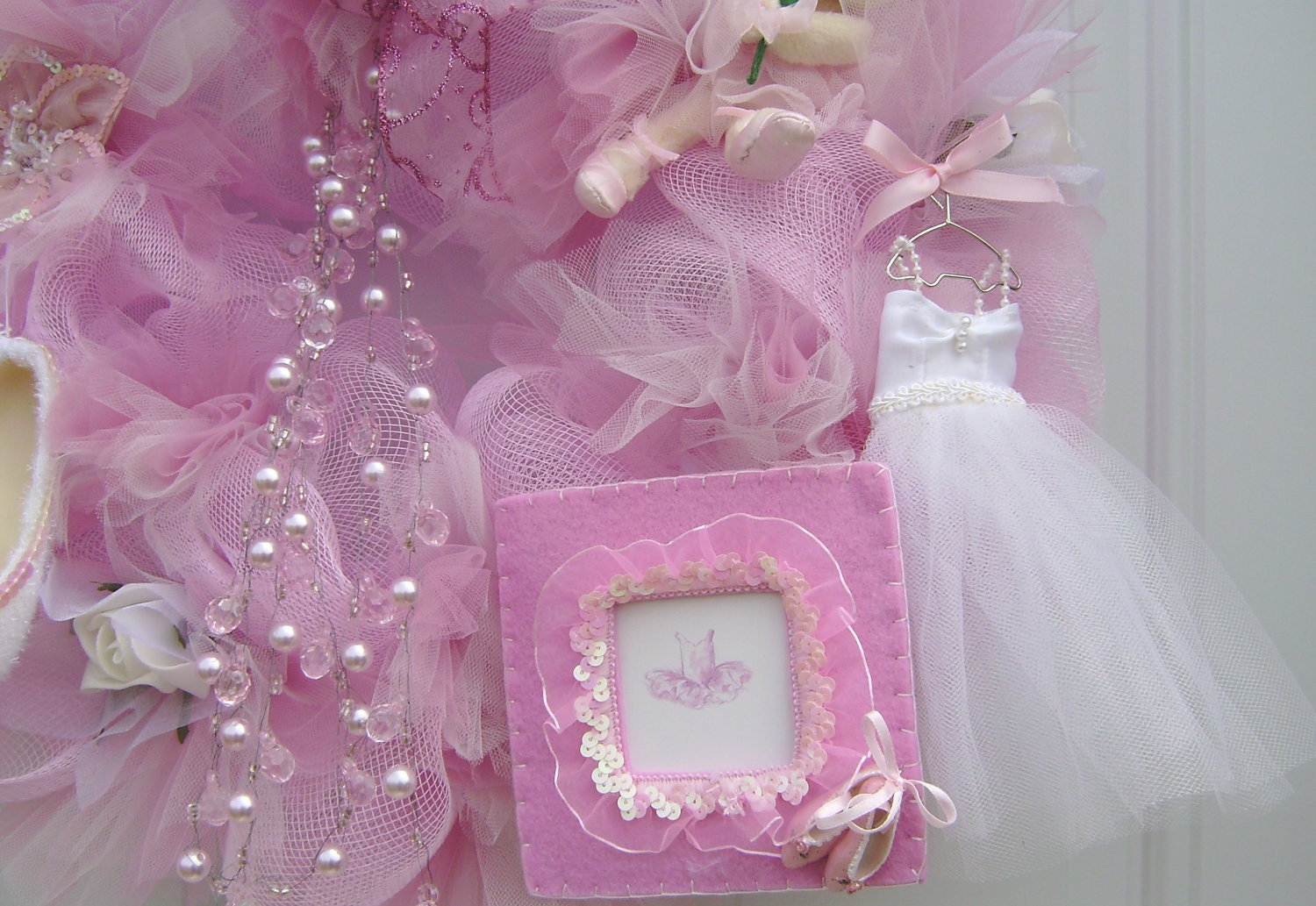 Deco Mesh Wreath Personalize Pink Tulle and Dance Decor