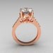 French Bridal 14K Pink Gold 3.0 Carat White Sapphire Solitaire Wedding Ring R301-14PGDWSS