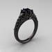 Designer Exclusive Classic 14K Black Gold 1.0 Carat Black Diamond Lace Ring R175-14KBGDBD