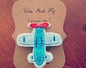 Felt Pacifier Clip - Blue & Red Airplane - Baby Boy Shower Present