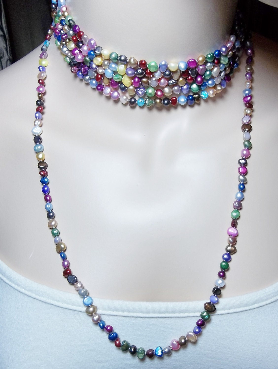 Pearl Necklace - Freshwater - multi color - LONG - Freshwater Pearl necklace - Jewelry - Gift -