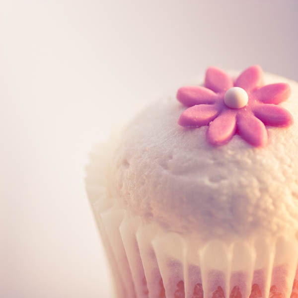 8 x 8 photograph fine art - vintage inspired cupcakes fine art photograph print pink pastels flower "I crave cupcakes" clickety