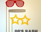Photobooth prop Glasses on a stick 80's Bash