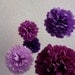 5 Tissue Paper Poms  in Purple Party
