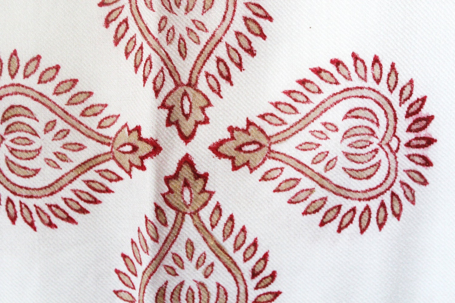 Hand Painted Shawl / scarf - Red and White