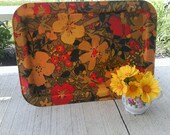 1960's mod bright orange and yellow dinner serving tray SALE