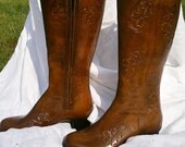 Vintage cowboy boots-waterproof-retro waterproof rubber boots with floral motif