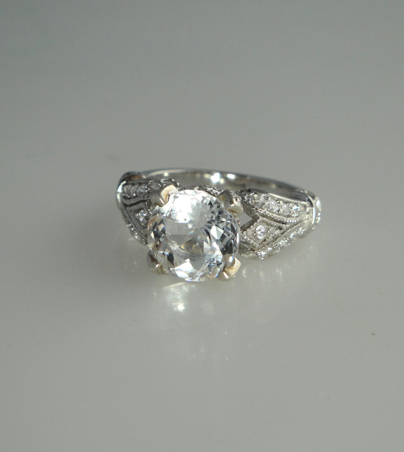 Herkimer Diamond Sterling Silver and White Topaz Ring